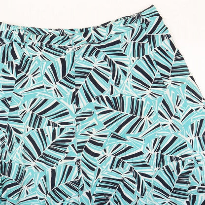 BHS Womens Blue Geometric Linen Swing Skirt Size 16