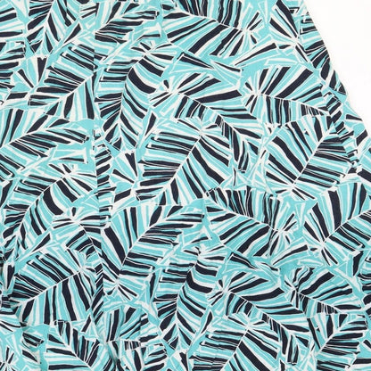 BHS Womens Blue Geometric Linen Swing Skirt Size 16