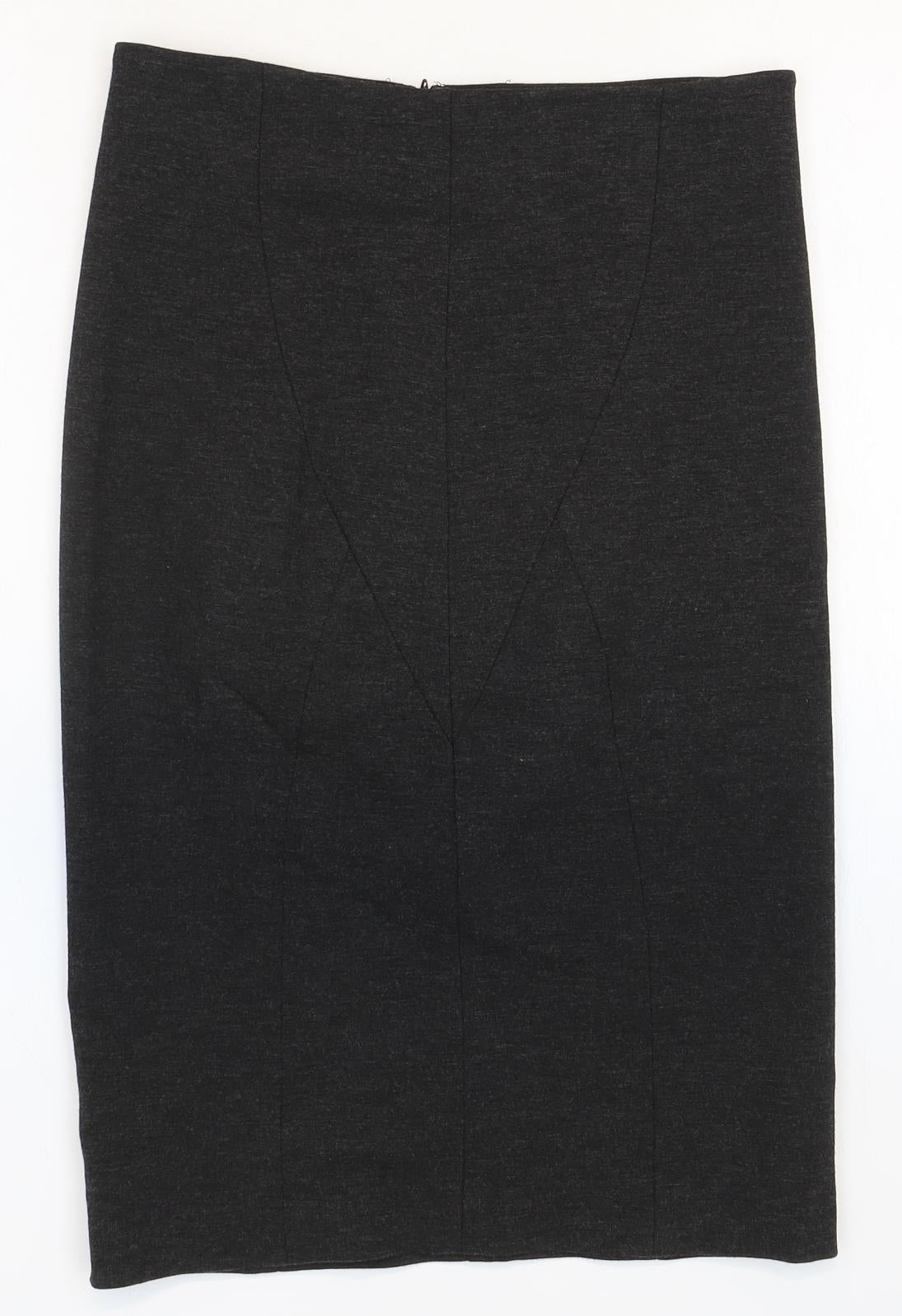 John Lewis Womens Black Viscose Straight & Pencil Skirt Size 8 Zip