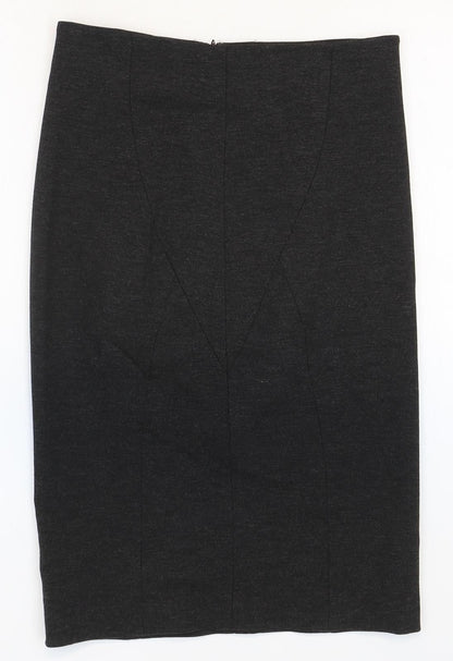 John Lewis Womens Black Viscose Straight & Pencil Skirt Size 8 Zip