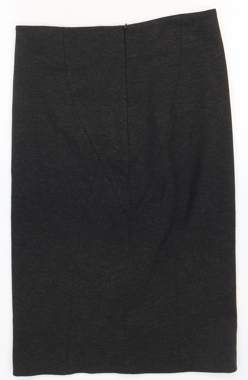 John Lewis Womens Black Viscose Straight & Pencil Skirt Size 8 Zip
