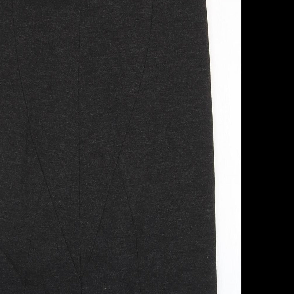 John Lewis Womens Black Viscose Straight & Pencil Skirt Size 8 Zip