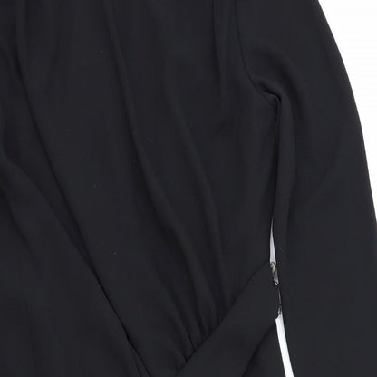 Preworn Womens Black Polyester A-Line Size M Round Neck Zip