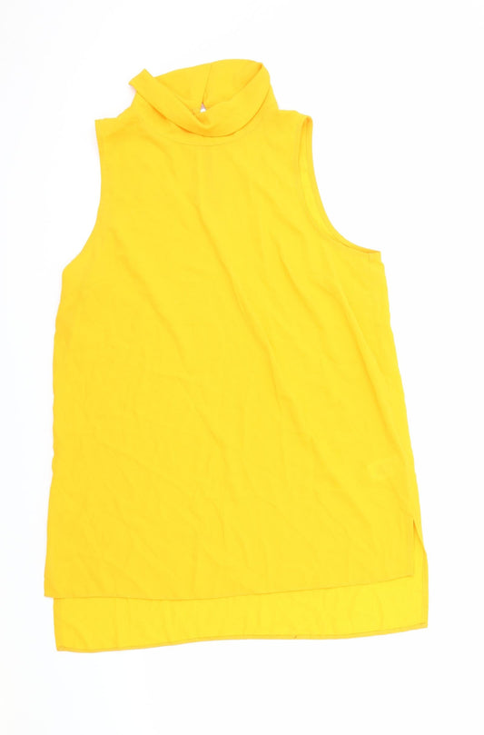 F&F Womens Orange Polyester Basic Blouse Size 12 Roll Neck