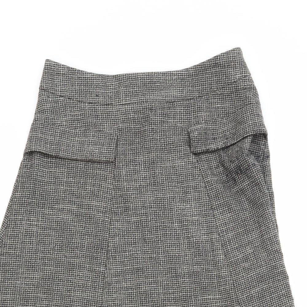 NEXT Womens Grey Polyester Swing Skirt Size 8 Zip