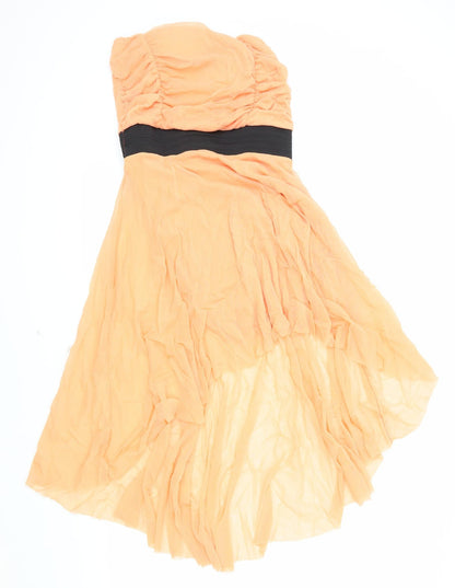 ISL Barcelona Womens Orange Polyester Ball Gown Size S Off the Shoulder Pullover