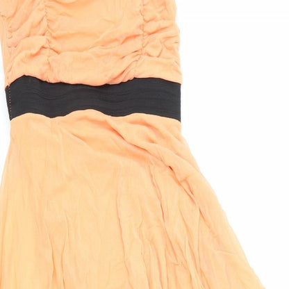 ISL Barcelona Womens Orange Polyester Ball Gown Size S Off the Shoulder Pullover