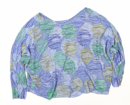 Preworn Womens Blue Polka Dot Polyester Basic Blouse One Size V-Neck