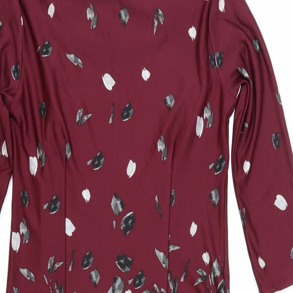Primark Womens Red Floral Polyester A-Line Size 8 Boat Neck Pullover