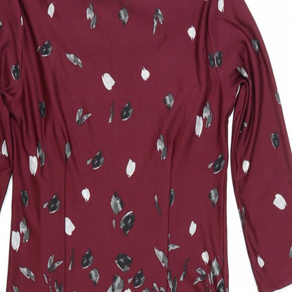 Primark Womens Red Floral Polyester A-Line Size 8 Boat Neck Pullover