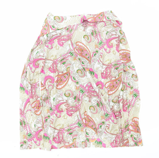 Attitudes Womens Pink Paisley Polyester Basic Blouse Size L V-Neck