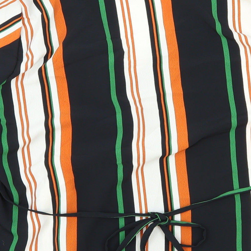 Primark Womens Multicoloured Striped Viscose Basic Blouse Size 12 V-Neck