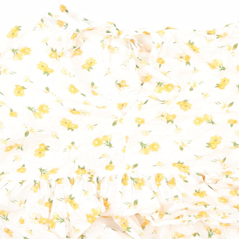 Womens UK Size 10 ASOS White Cropped Blouse