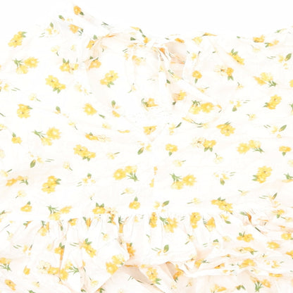 Womens UK Size 10 ASOS White Cropped Blouse