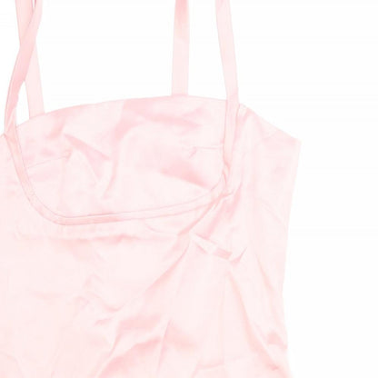 Preworn Womens Pink Polyester A-Line Size L Square Neck Zip