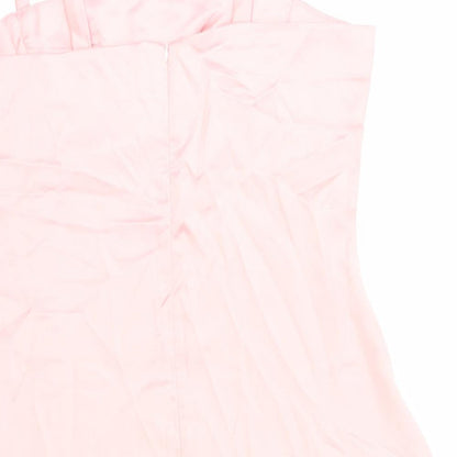 Preworn Womens Pink Polyester A-Line Size L Square Neck Zip