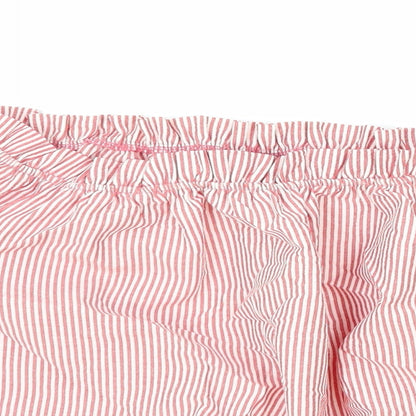 George Womens Red Striped Cotton Cropped Blouse Size 22 Boat Neck