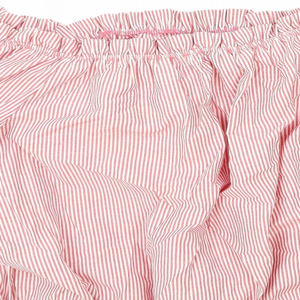George Womens Red Striped Cotton Cropped Blouse Size 22 Boat Neck