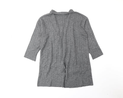 Primark Womens Grey V-Neck Acrylic Cardigan Jumper Size M