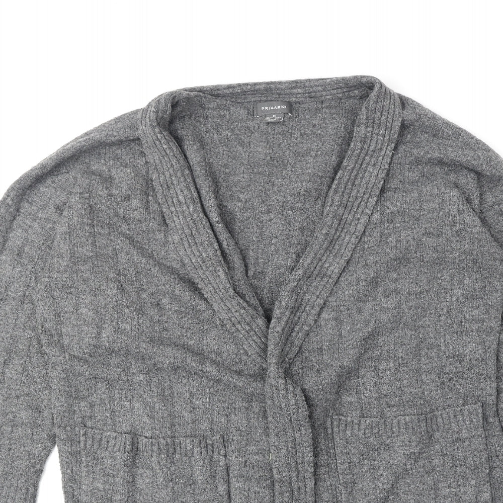 Primark Womens Grey V-Neck Acrylic Cardigan Jumper Size M