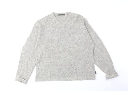 River Island Mens Beige V-Neck Acrylic Pullover Jumper Size M