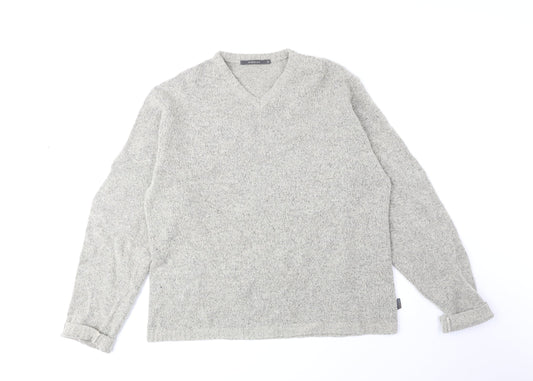 River Island Mens Beige V-Neck Acrylic Pullover Jumper Size M