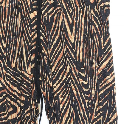 F&F Womens Orange Geometric Viscose Trousers Size 12 Regular Drawstring