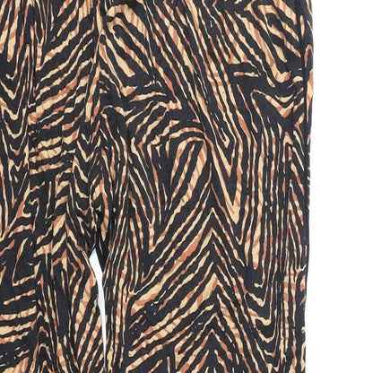 F&F Womens Orange Geometric Viscose Trousers Size 12 Regular Drawstring