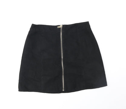Divided Womens Black Polyester Mini Skirt Size 6 Zip