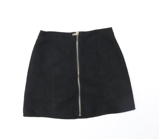 Divided Womens Black Polyester Mini Skirt Size 6 Zip