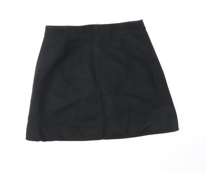 Divided Womens Black Polyester Mini Skirt Size 6 Zip