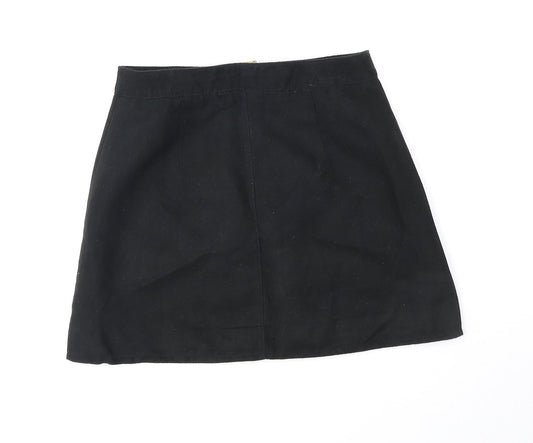 Divided Womens Black Polyester Mini Skirt Size 6 Zip