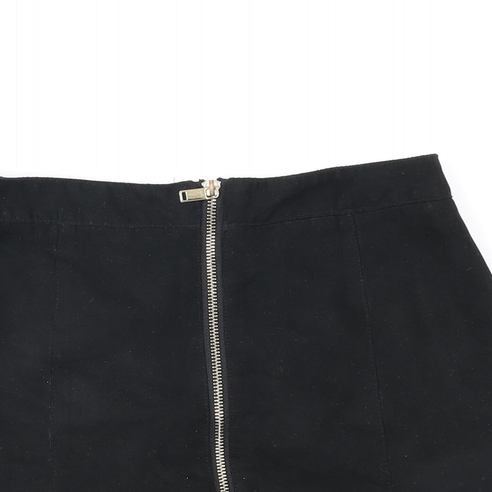 Divided Womens Black Polyester Mini Skirt Size 6 Zip