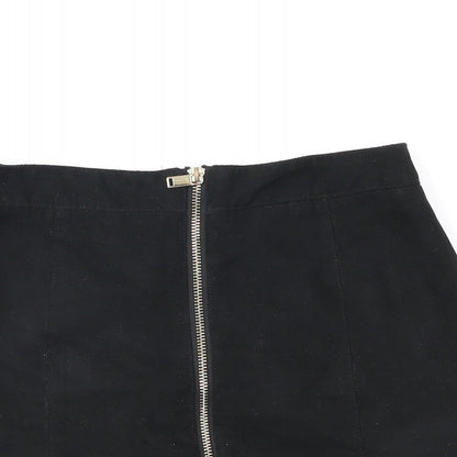 Divided Womens Black Polyester Mini Skirt Size 6 Zip