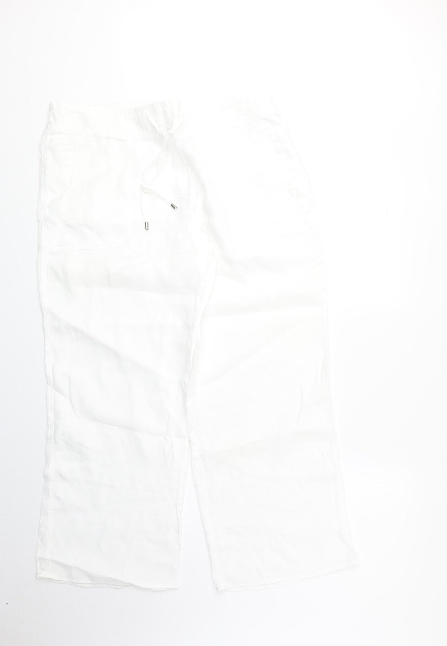 Womens UK Size 16 Marks and Spencer Regular Fit Cropped White Trousers