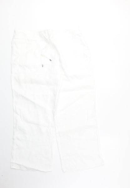 Womens UK Size 16 Marks and Spencer Regular Fit Cropped White Trousers