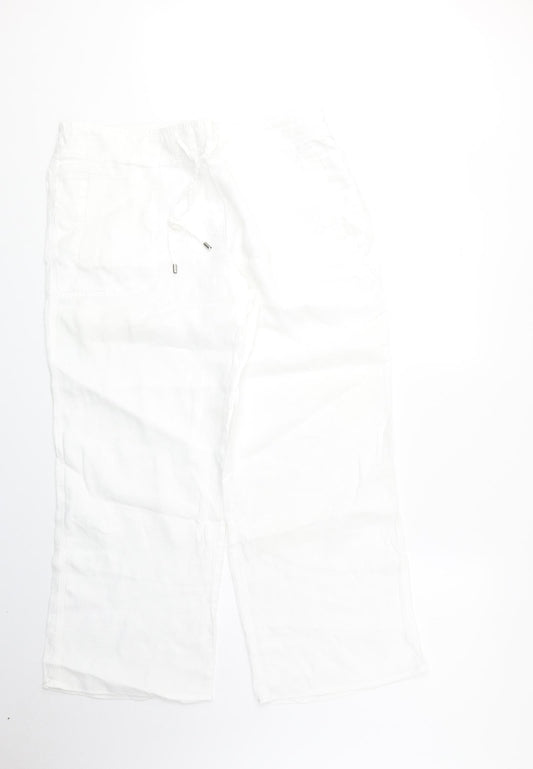 Womens UK Size 16 Marks and Spencer Regular Fit Cropped White Trousers