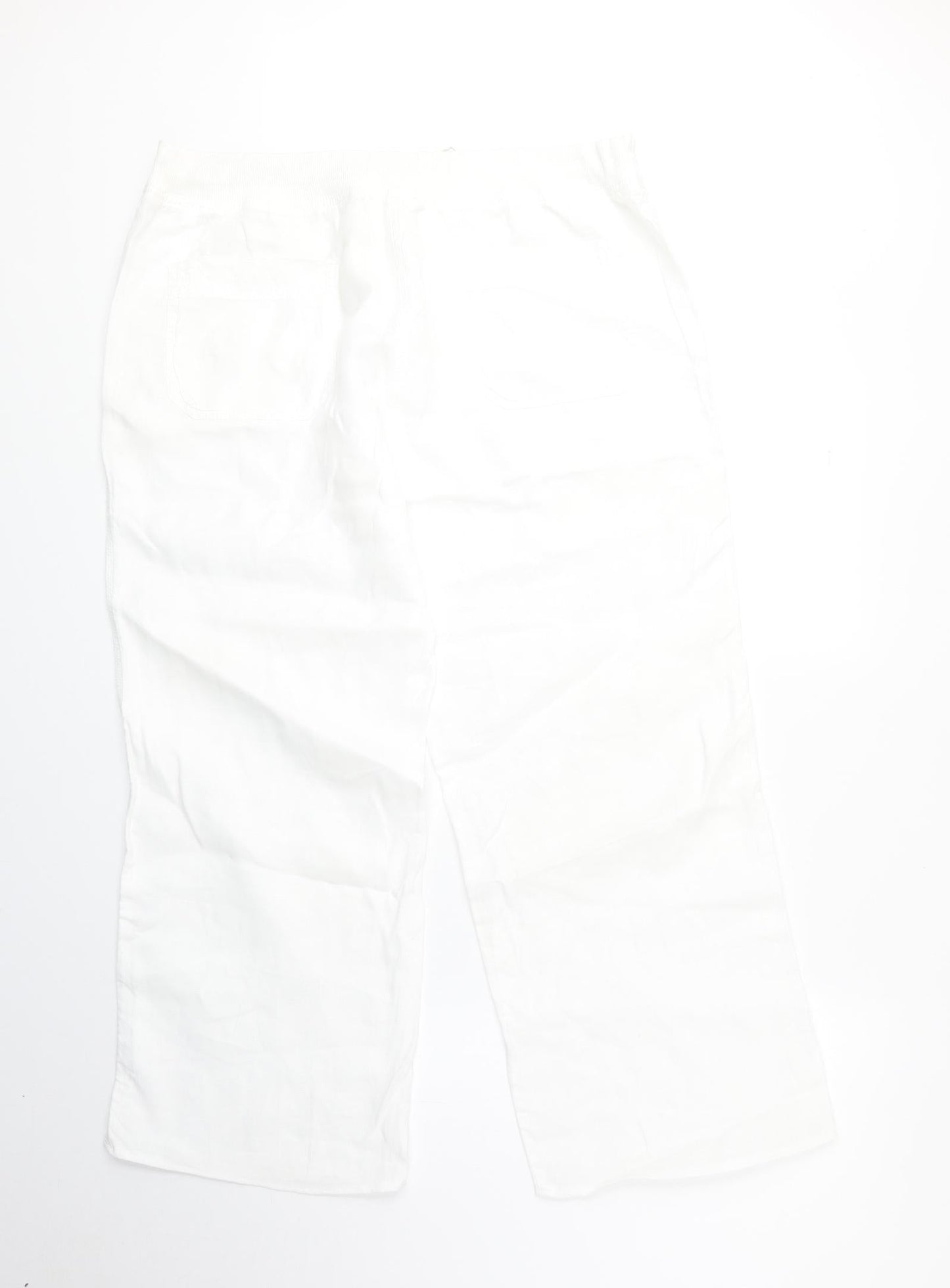 Womens UK Size 16 Marks and Spencer Regular Fit Cropped White Trousers