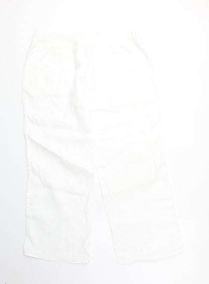 Womens UK Size 16 Marks and Spencer Regular Fit Cropped White Trousers