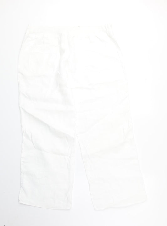 Womens UK Size 16 Marks and Spencer Regular Fit Cropped White Trousers