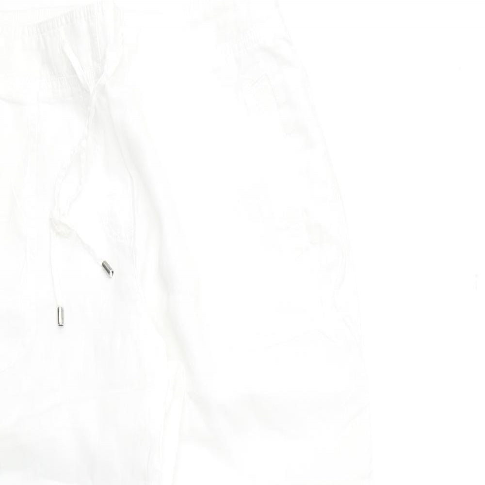 Womens UK Size 16 Marks and Spencer Regular Fit Cropped White Trousers