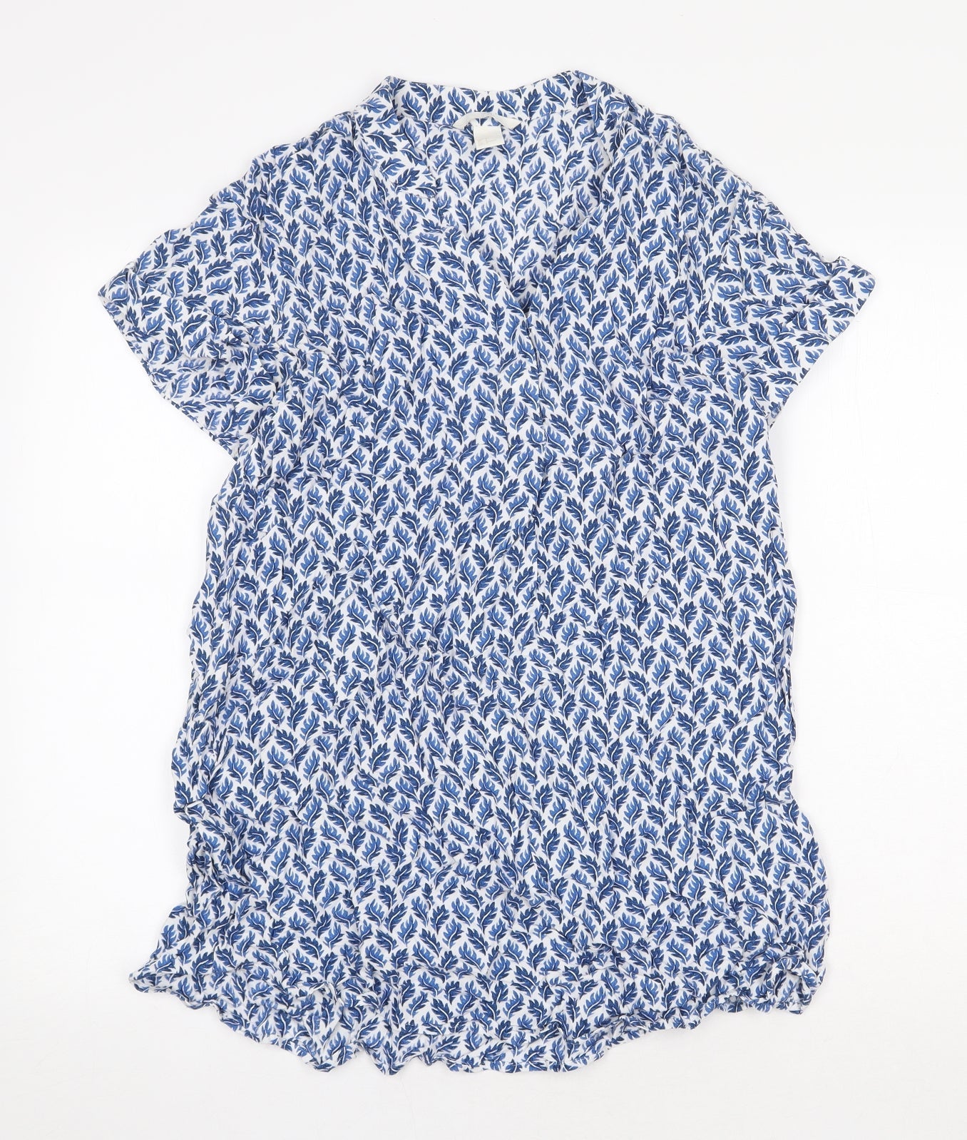 george & martha Womens Blue Floral Viscose Sheath Size 8 V-Neck Pullover