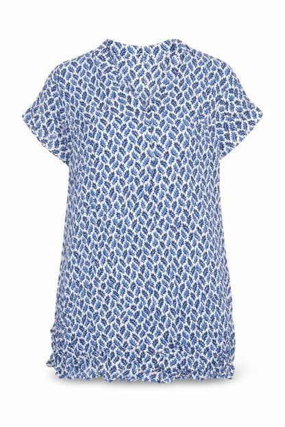 George & martha Womens Blue Floral Viscose Sheath Size 8 V-Neck Pullover