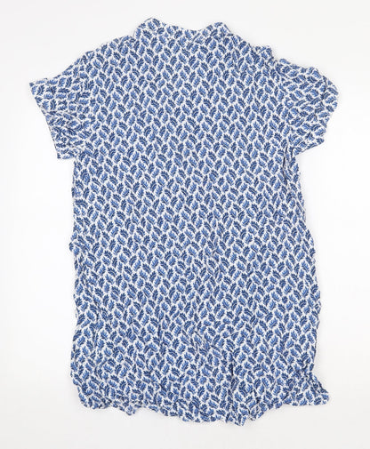 george & martha Womens Blue Floral Viscose Sheath Size 8 V-Neck Pullover