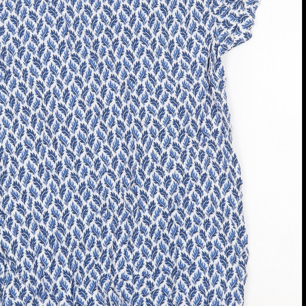 george & martha Womens Blue Floral Viscose Sheath Size 8 V-Neck Pullover