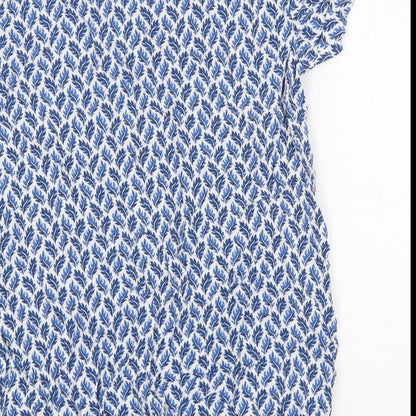 george & martha Womens Blue Floral Viscose Sheath Size 8 V-Neck Pullover