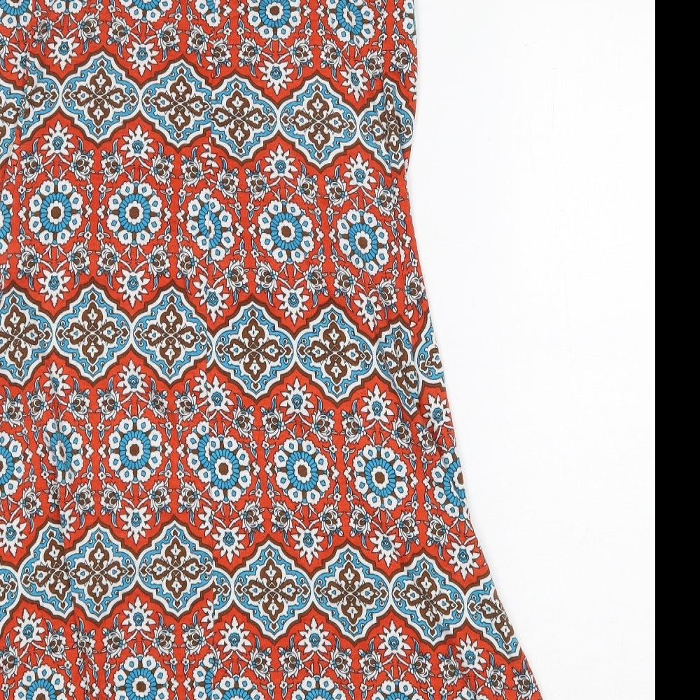 Preworn Womens Orange Geometric Elastane Tank Dress Size M Scoop Neck Pullover