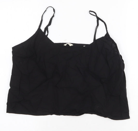 Jack Wills Womens Black Polyester Camisole Tank Size 14 Scoop Neck