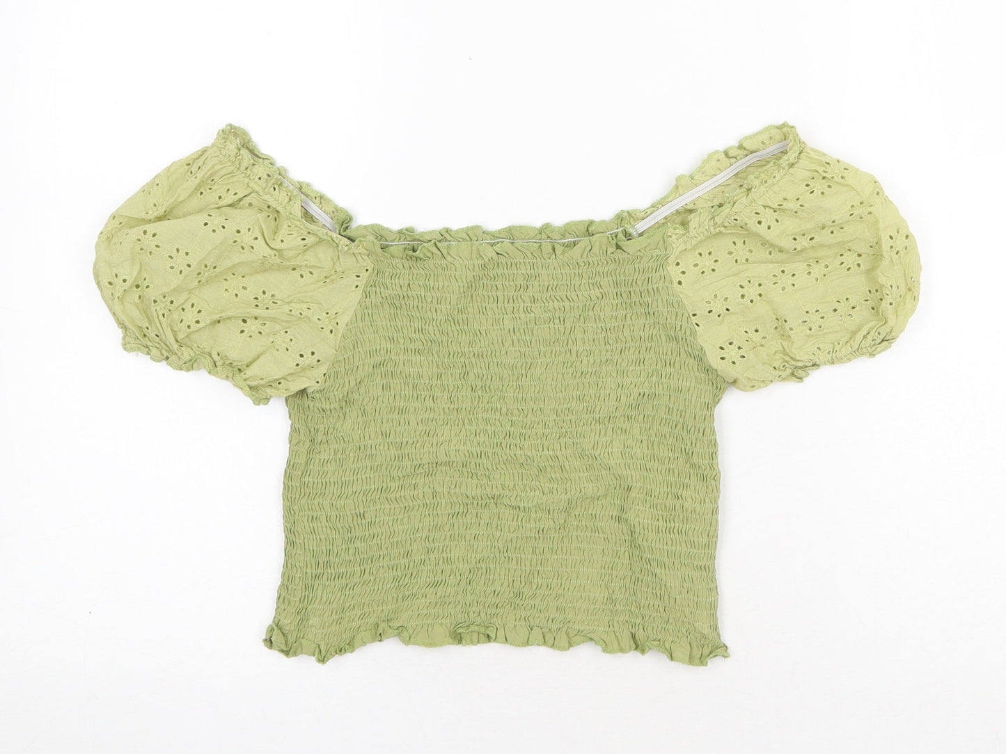 SheIn Womens Green Polyester Basic Blouse Size L Off the Shoulder