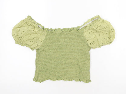 SheIn Womens Green Polyester Basic Blouse Size L Off the Shoulder